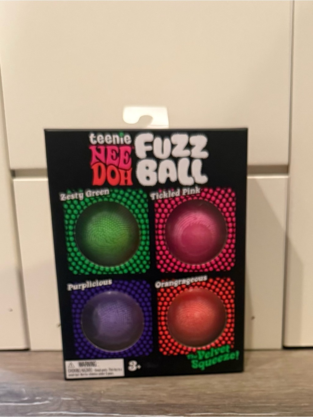 Teenie NeeDoh Fuzz Ball 4-Pack - Green, Pink, Purple, Orange